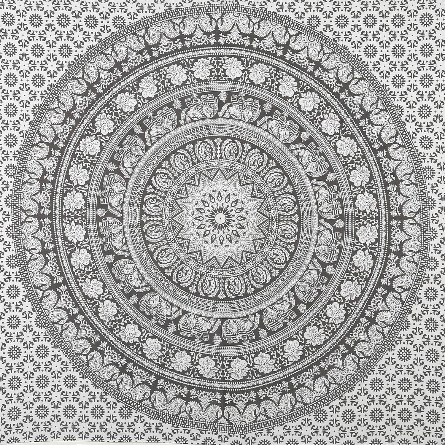 Large Cotton Elephant Mandala Wall Tapestry Boho Bedspread 84x54 - Kwikley
