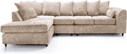 Large Cream Chenille Corner Sofa – Modern L Shape 5 Seater Couch w/ Covers - Kwikley