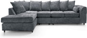 Large Dark Grey Chenille Corner Sofa – Modern L Shape 5 Seater Couch w/ Covers - Kwikley