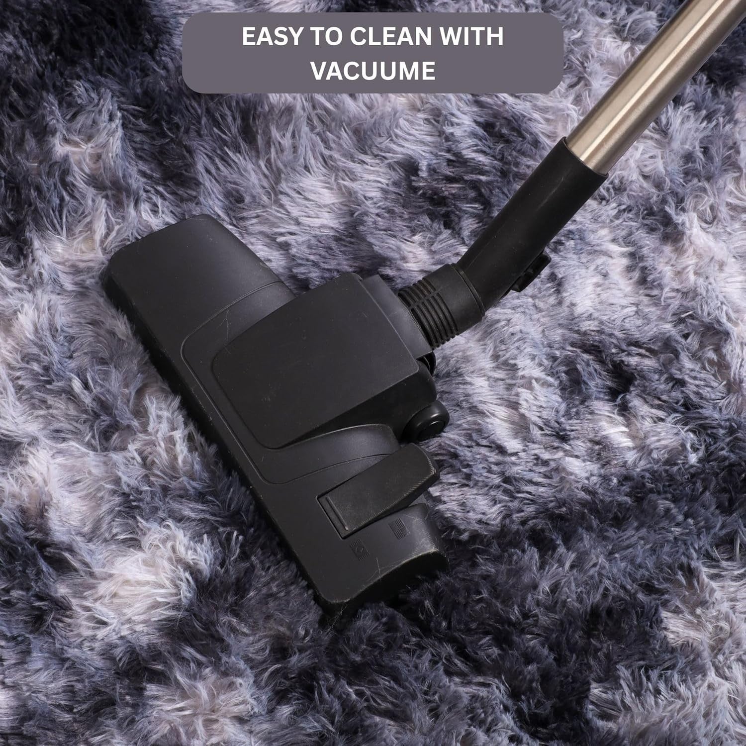 Large Dark Grey Shaggy Rug 200x290cm Soft Fluffy Tie Dye Non Slip Bedroom Carpet - Kwikley