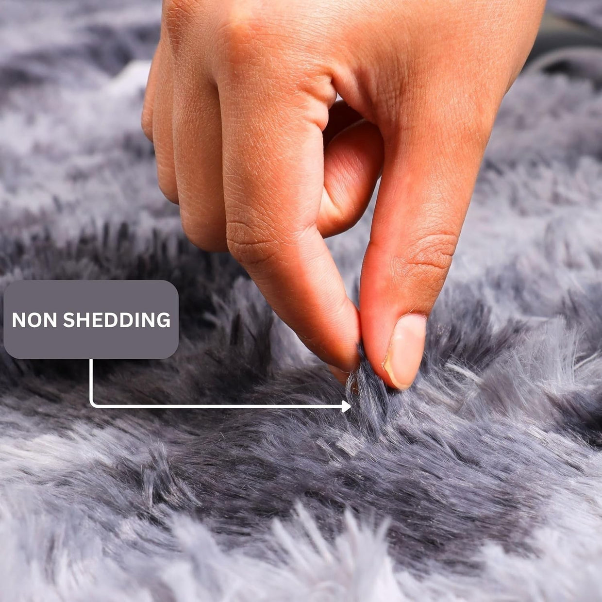 Large Dark Grey Shaggy Rug 200x290cm Soft Fluffy Tie Dye Non Slip Bedroom Carpet - Kwikley