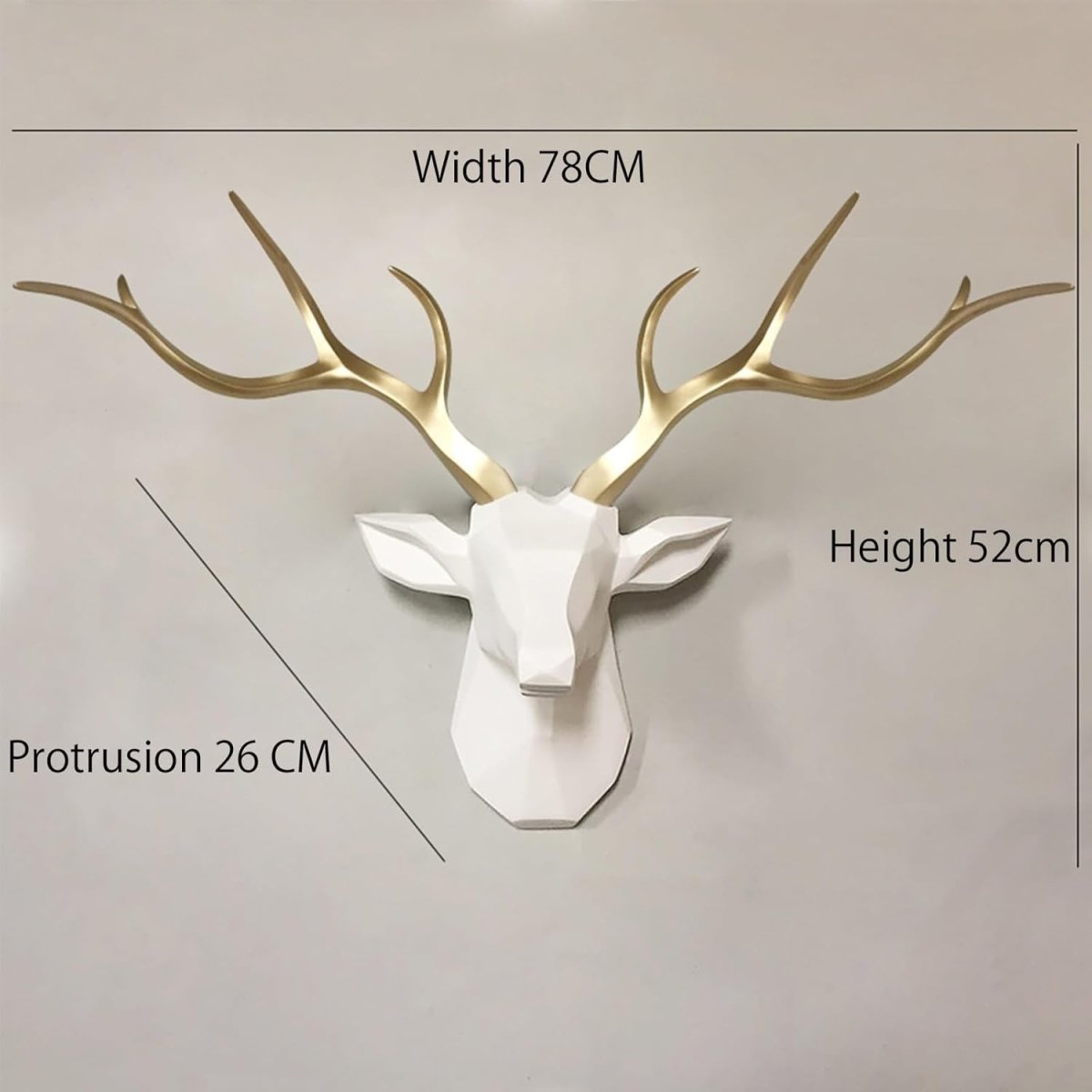 Large Deer Head Wall Mount 78x52cm Geometric Stag - Kwikley