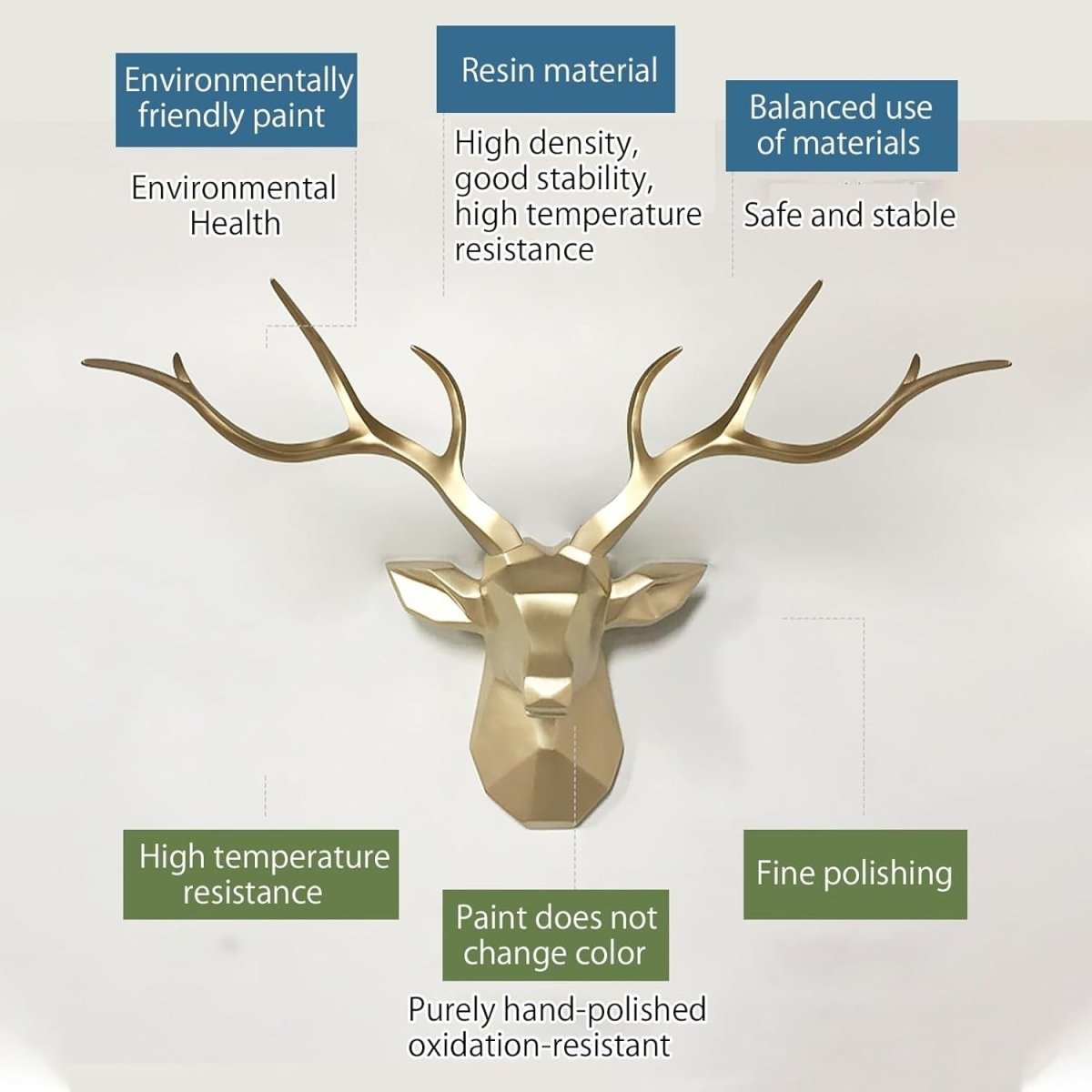 Large Deer Head Wall Mount 78x52cm Geometric Stag - Kwikley