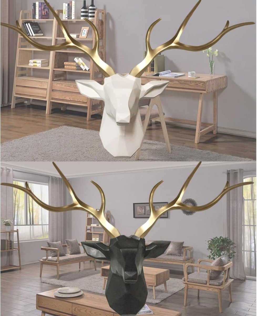 Large Deer Head Wall Mount 78x52cm Geometric Stag - Kwikley