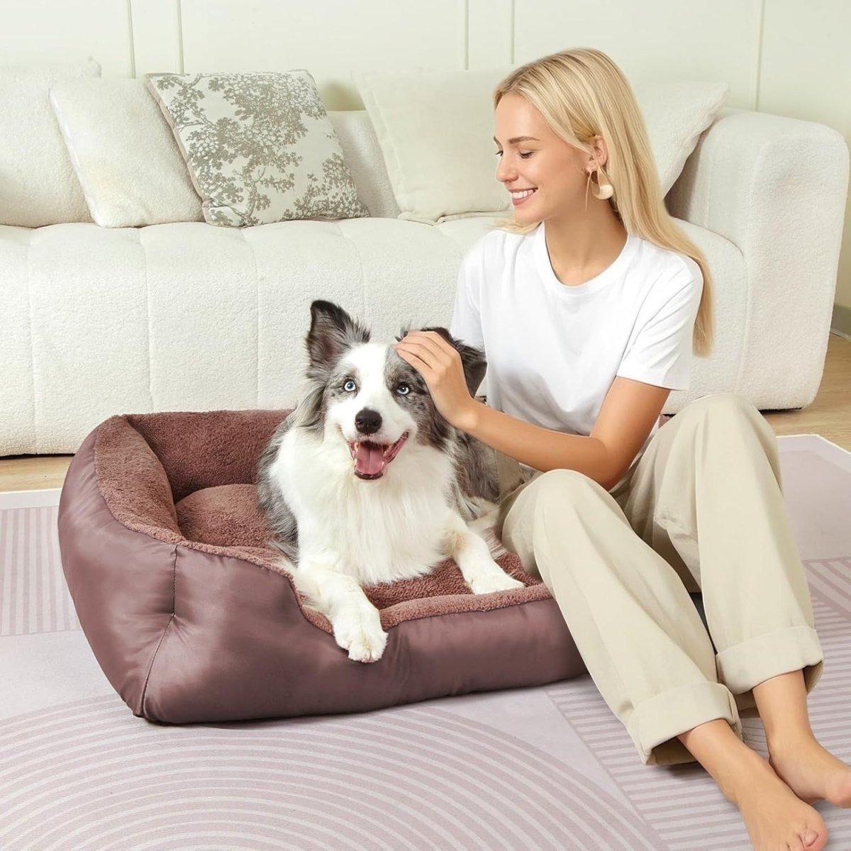 Large Dog Bed 90x70cm Washable Plush Pet Bed Non Slip - Kwikley