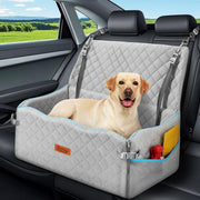Large Dog Booster Car Seat Bed Washable Travel Cushion 60lb Gray - Kwikley