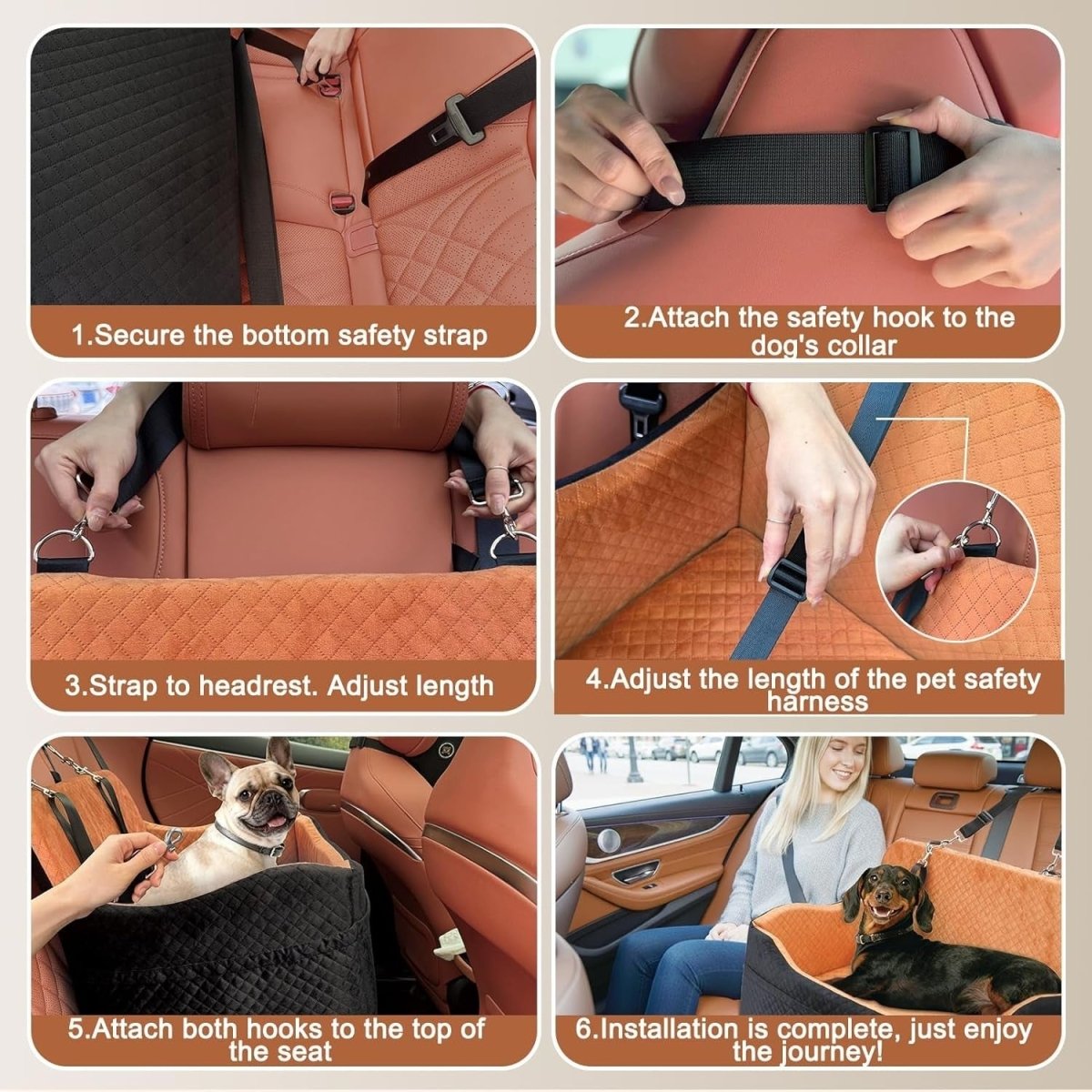 Large Dog Booster Car Seat Memory Foam Travel Bed Washable 25kg - Kwikley