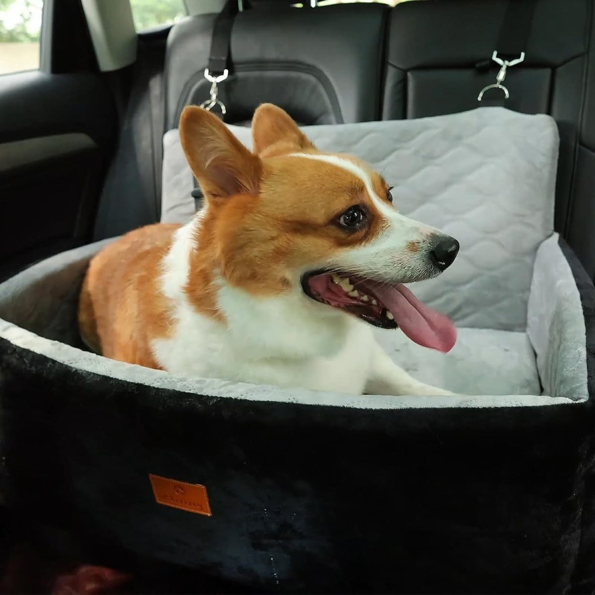 Large Dog Booster Car Seat Memory Foam Travel Bed Washable 60lb - Kwikley