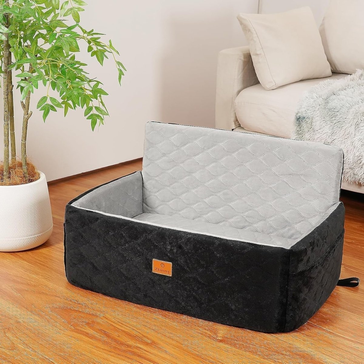 Large Dog Booster Car Seat Memory Foam Travel Bed Washable 60lb - Kwikley