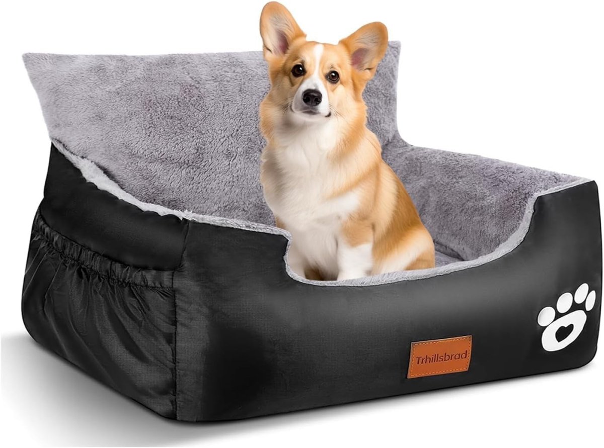Large Dog Booster Car Seat Washable Pet Travel Bed 2 Safety Leads - Kwikley