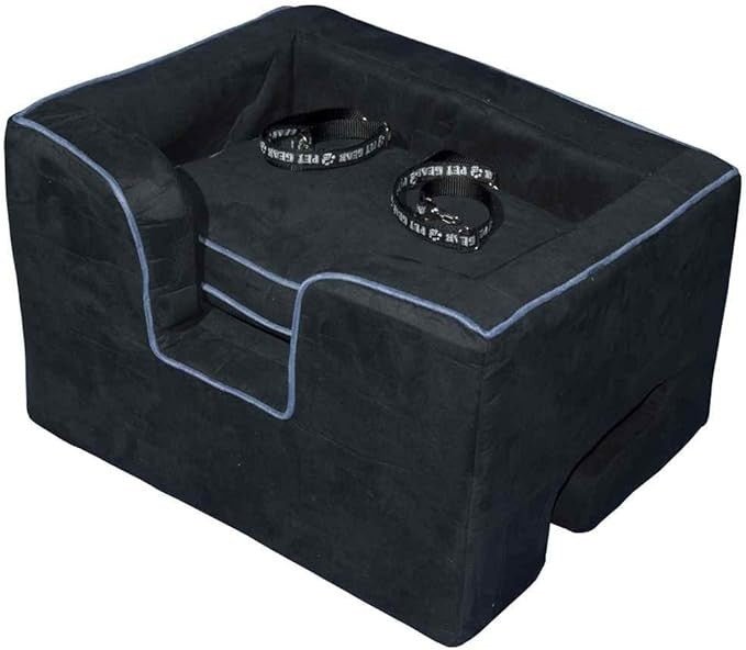 Large Dog Car Booster Seat Pet Travel Bed Safety Tether Washable Black - Kwikley