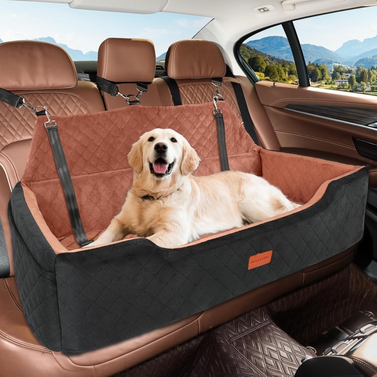 Large Dog Car Seat Bed 100lbs Booster Travel Bed for 2 Dogs Washable - Kwikley