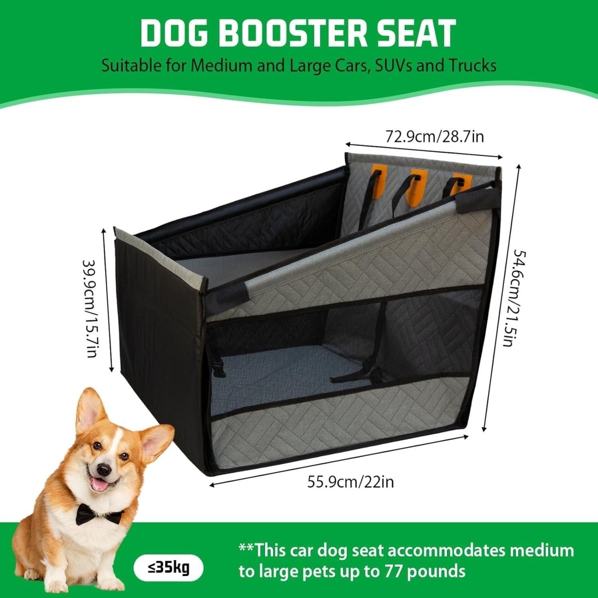 Large Dog Car Seat Bed Waterproof Travel Booster 75kg SUV Backseat - Kwikley