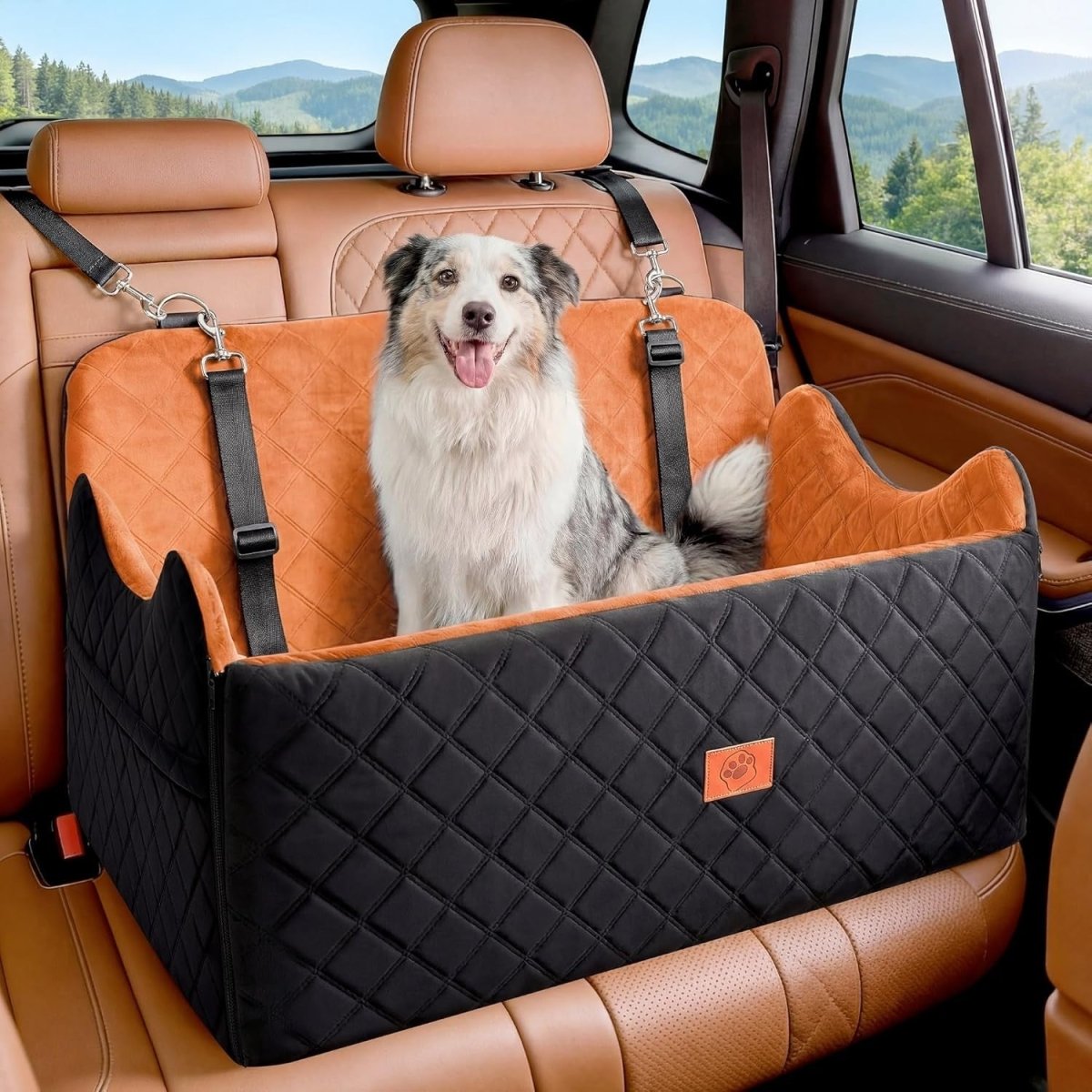 Large Dog Car Seat Booster Bed Memory Foam Washable Travel Seat 55lb - Kwikley