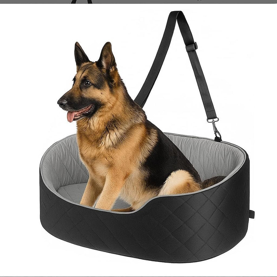 Large Dog Car Seat Booster Memory Foam Pet Travel Bed Washable Black - Kwikley