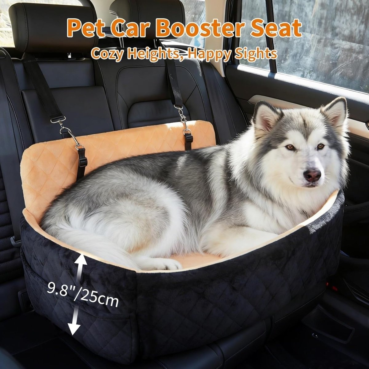 Large Dog Car Seat Memory Foam Booster Bed Washable Travel Carrier 55lb - Kwikley