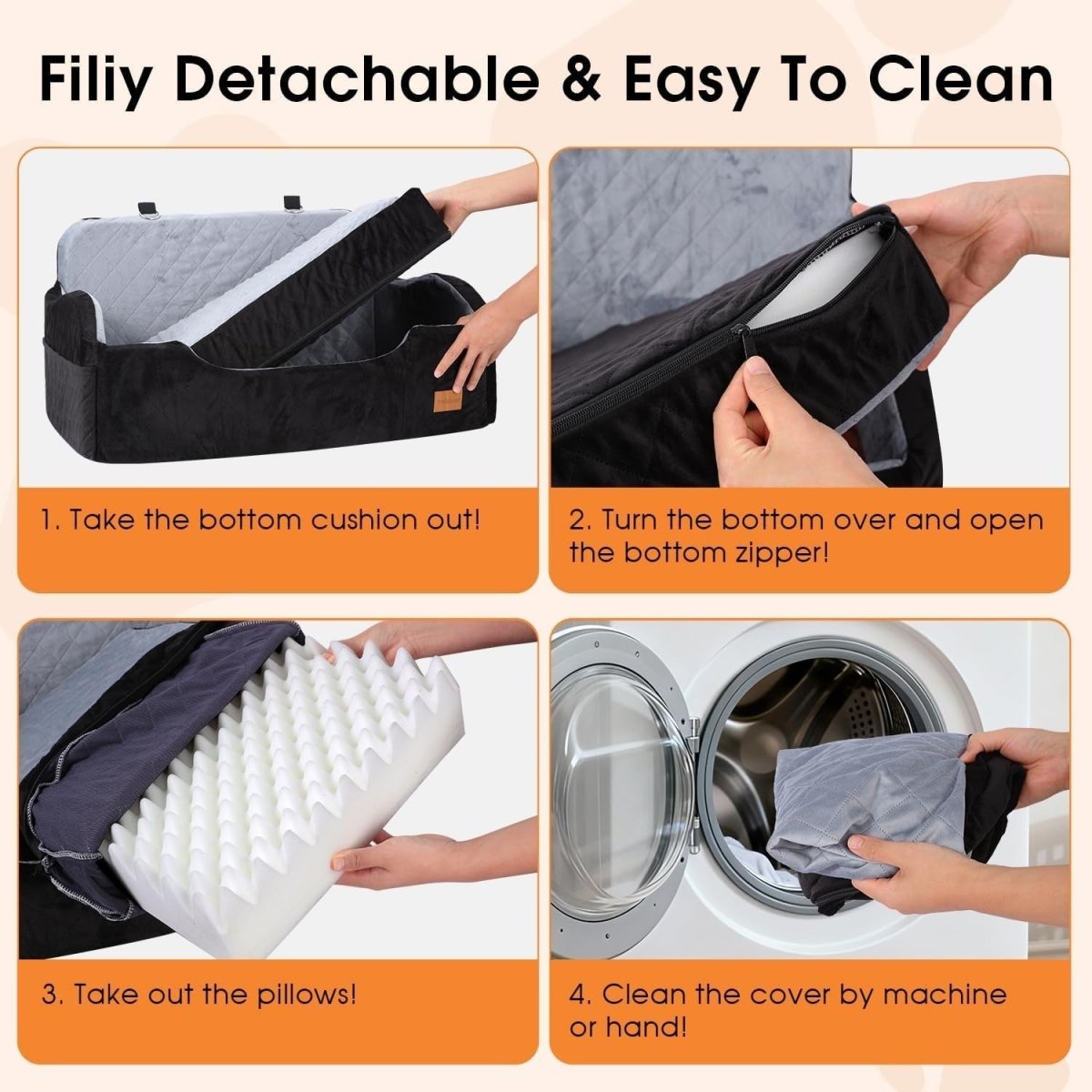 Large Dog Car Seat Memory Foam Booster Bed Washable Travel Seat 60lbs - Kwikley