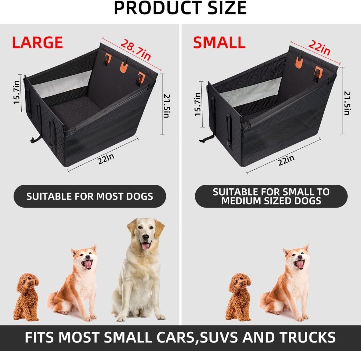 Large Dog Car Seat Rear Seat Cover Extendable Bed Platform 15kg - Kwikley