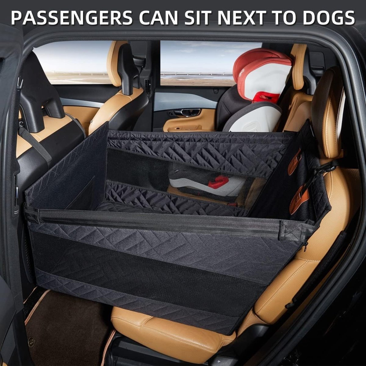 Large Dog Car Seat Rear Seat Cover Extendable Bed Platform 15kg - Kwikley