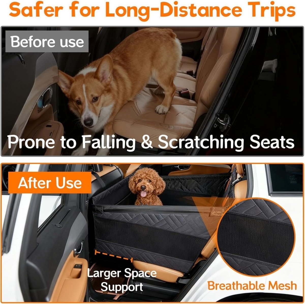 Large Dog Car Seat Waterproof Booster Bed SUV Truck Back Seat Cover - Kwikley