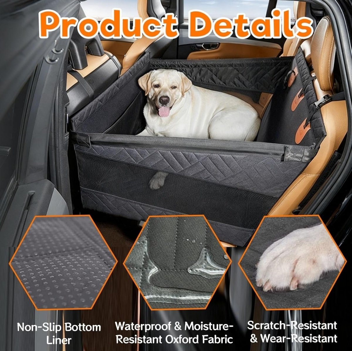Large Dog Car Seat Waterproof Booster Bed SUV Truck Back Seat Cover - Kwikley