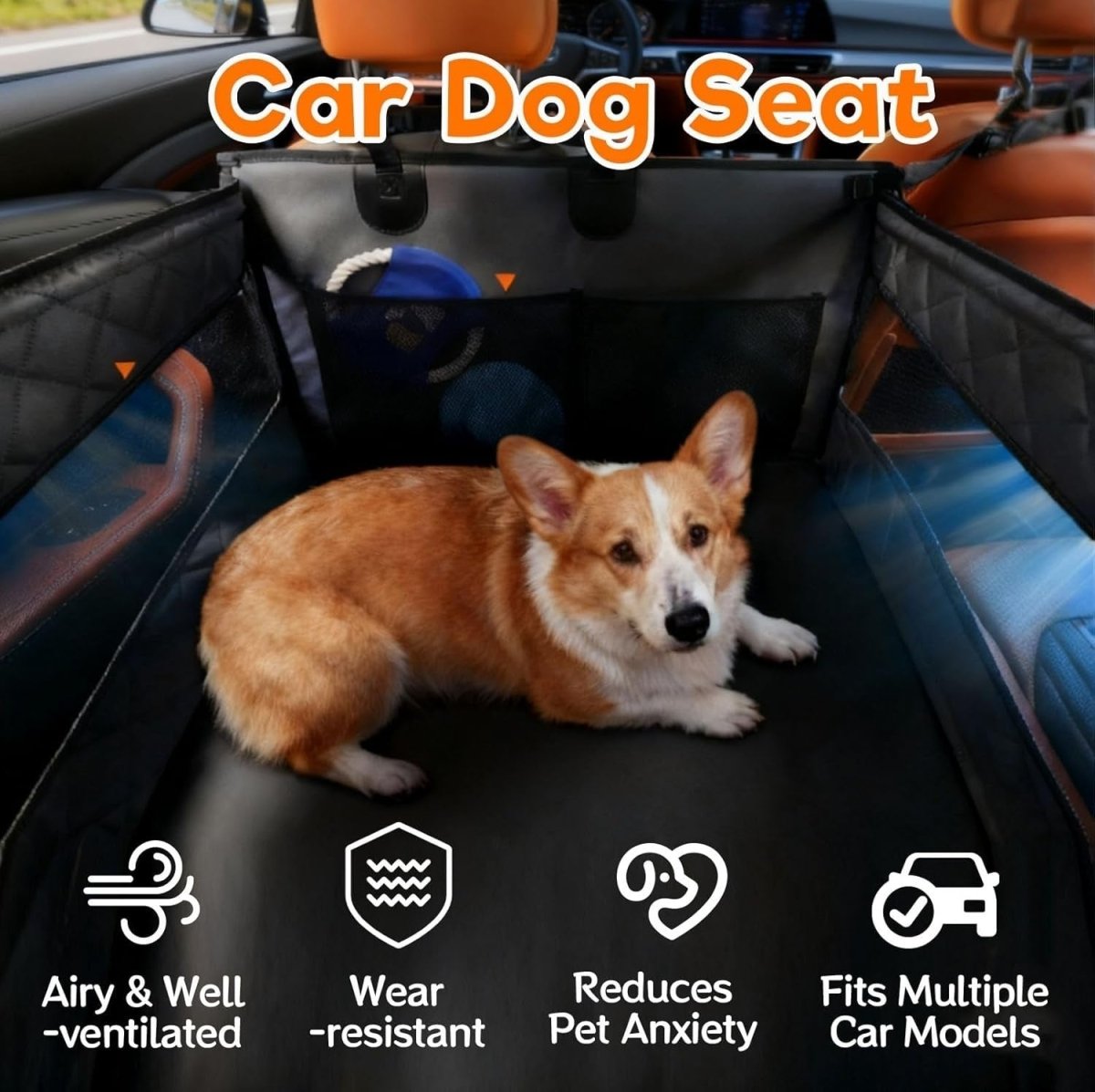 Large Dog Car Seat Waterproof Booster Bed SUV Truck Back Seat Cover - Kwikley