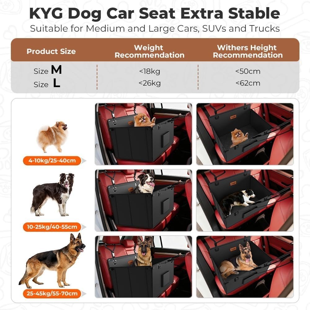 Large Dog Car Seat Waterproof Foldable Booster Bed Non Slip 26kg - Kwikley