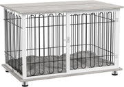 Large Dog Crate Furniture Table | Indoor Kennel w/ Cushion & Lockable Door - Kwikley