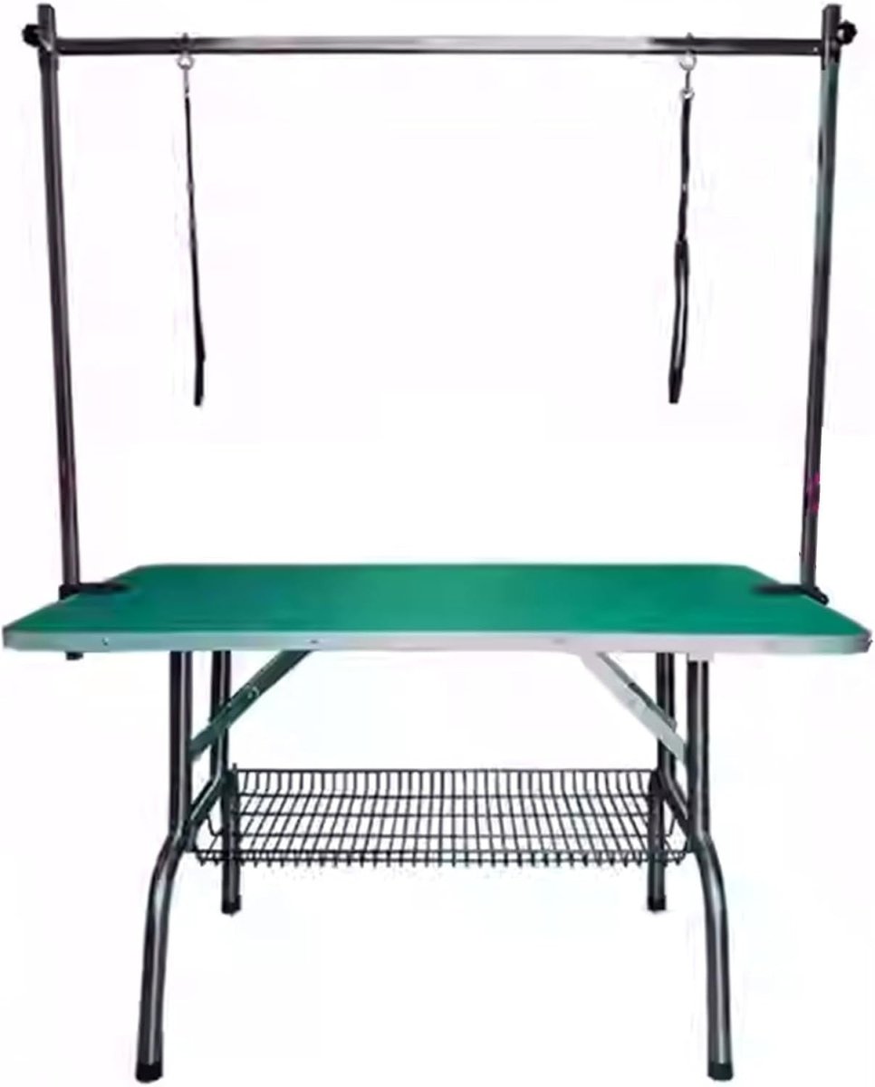 Large Dog Grooming Table Heavy Duty Adjustable Height with Arm Noose Tray Green - Kwikley