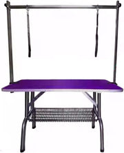 Large Dog Grooming Table Heavy Duty Adjustable Height with Arm Noose Tray Purple - Kwikley