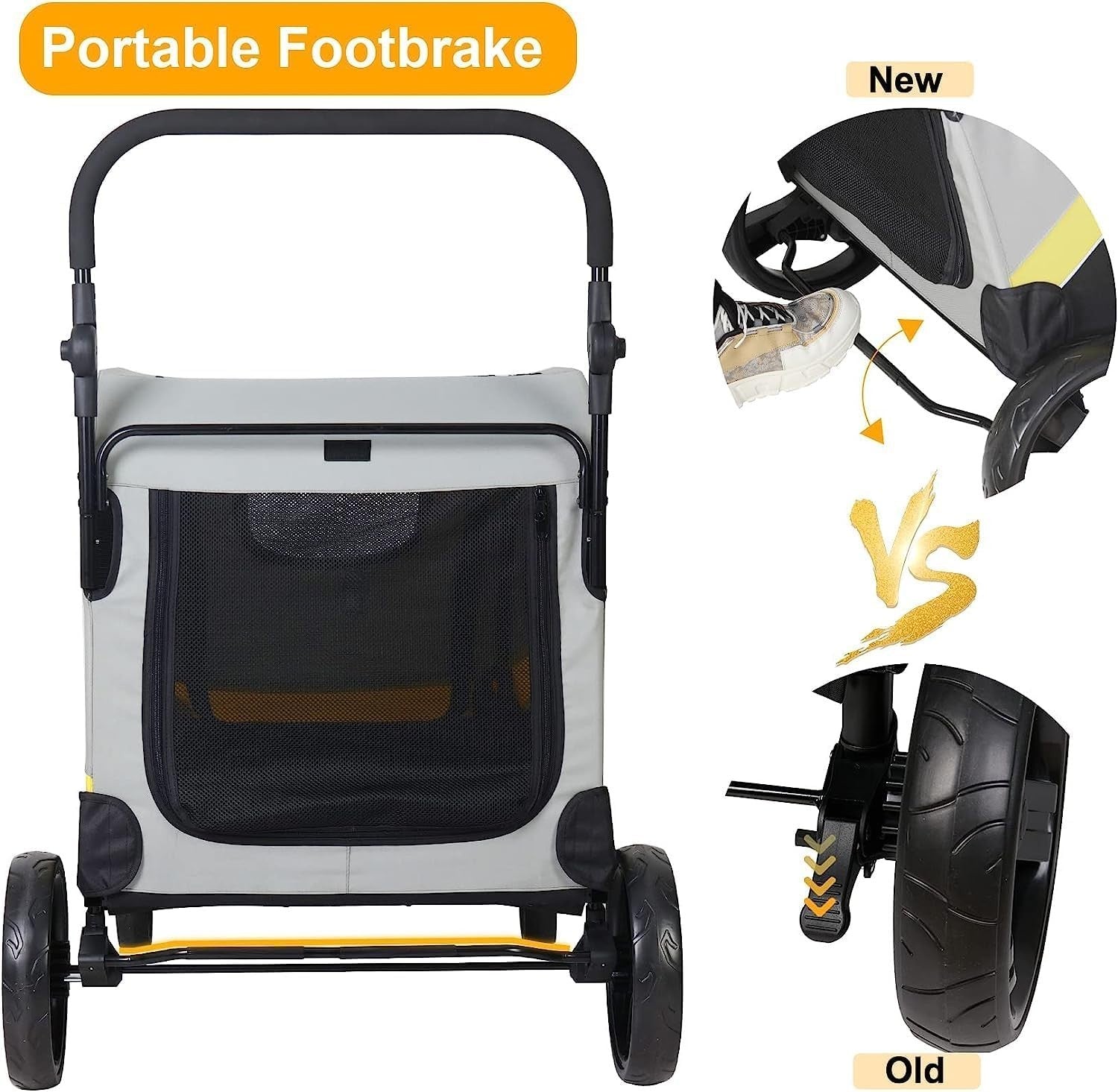 Large Dog Pet Stroller 4 Wheel Pushchair Breathable Buggy 42kg - Kwikley