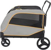 Large Dog Stroller Pram 60kg Heavy Duty Multi Pet Pushchair Grey Yellow - Kwikley