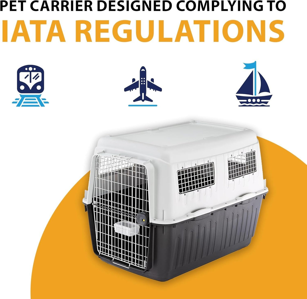 Large Dog Travel Kennel 118x80x88cm Sturdy Plastic Crate with Wheels & Lock - Kwikley