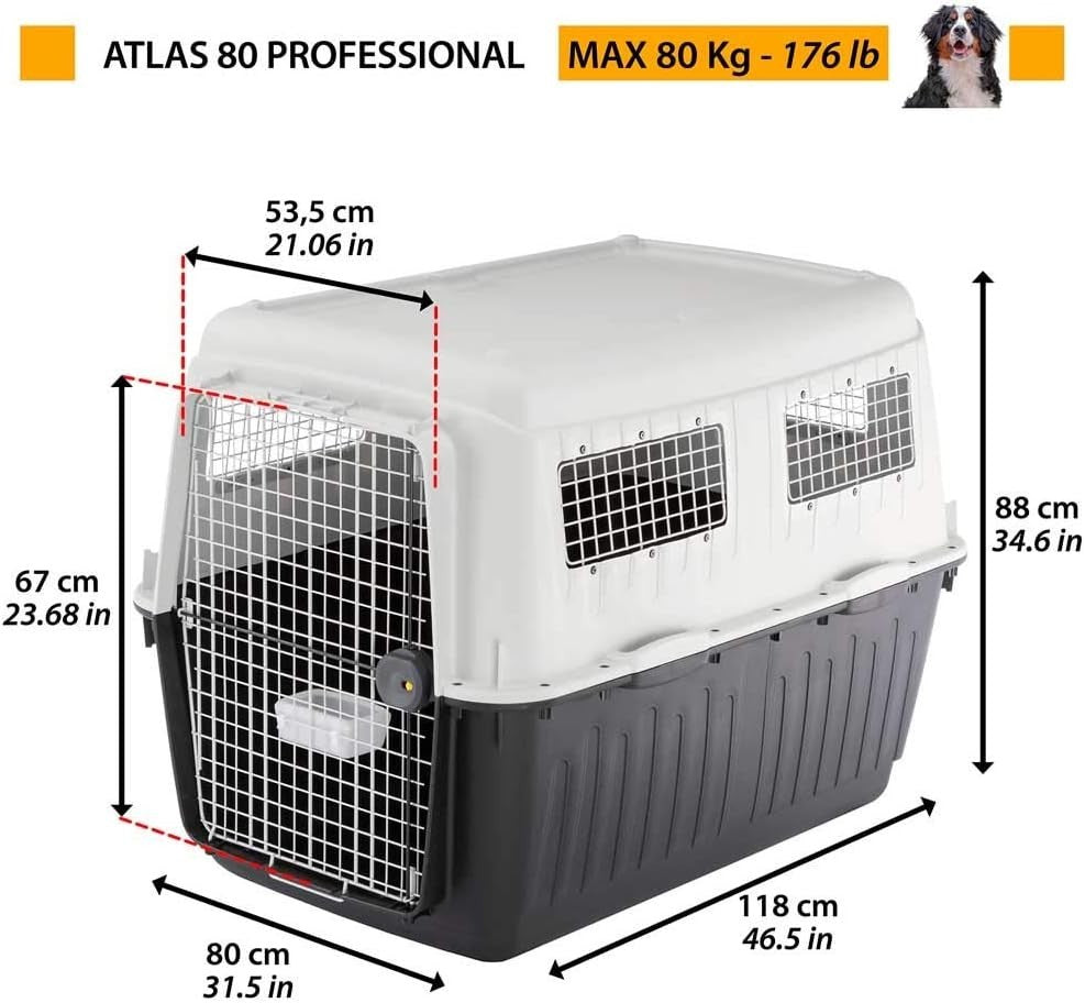 Large Dog Travel Kennel 118x80x88cm Sturdy Plastic Crate with Wheels & Lock - Kwikley