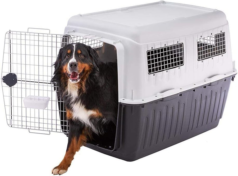 Large Dog Travel Kennel 118x80x88cm Sturdy Plastic Crate with Wheels & Lock - Kwikley