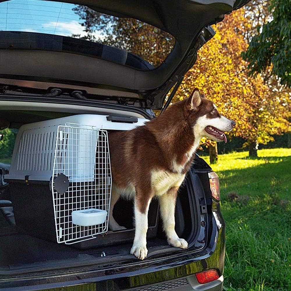 Large Dog Travel Kennel 91x61x68cm Durable Lockable Plastic Crate - Kwikley