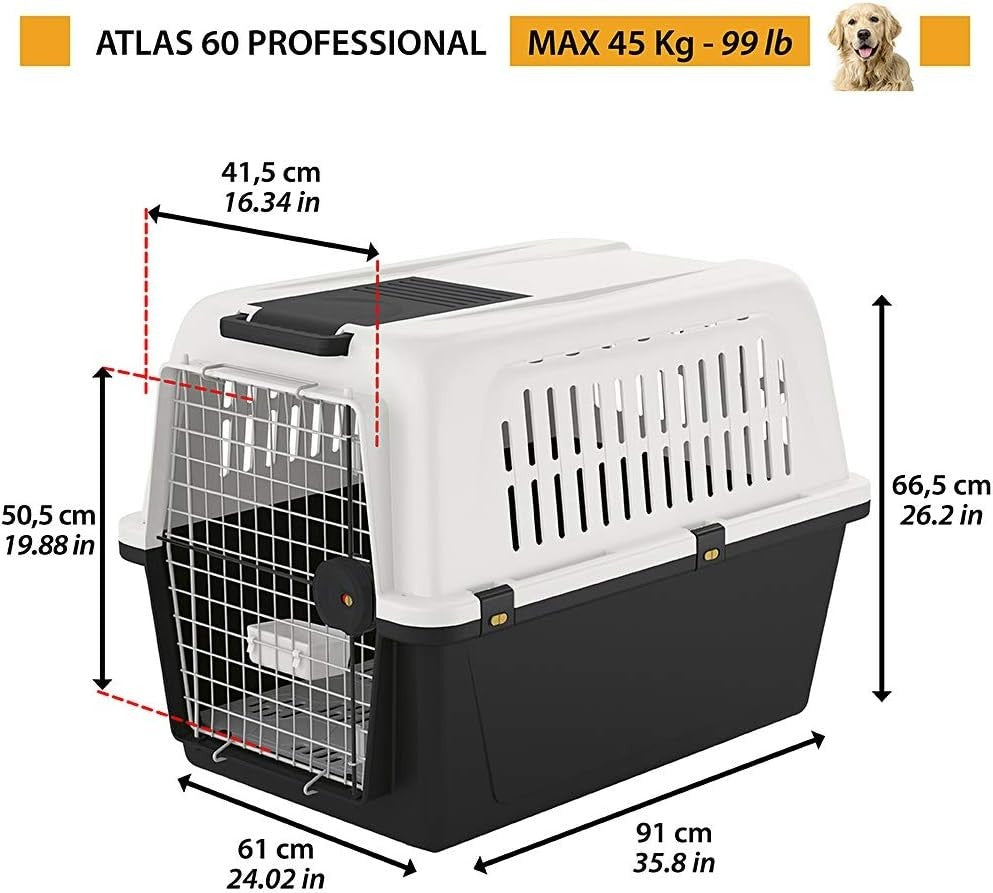 Large Dog Travel Kennel 91x61x68cm Durable Lockable Plastic Crate - Kwikley