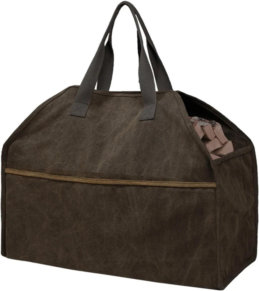Large Durable Firewood Log Carrier Bag – Waterproof Canvas Tote for Wood - Kwikley