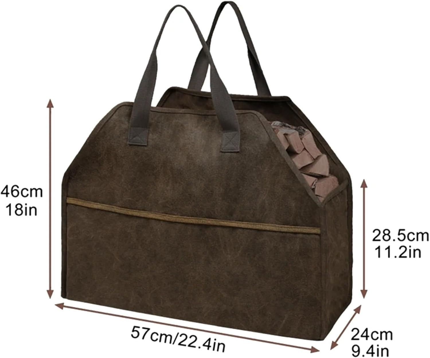 Large Durable Firewood Log Carrier Bag – Waterproof Canvas Tote for Wood - Kwikley