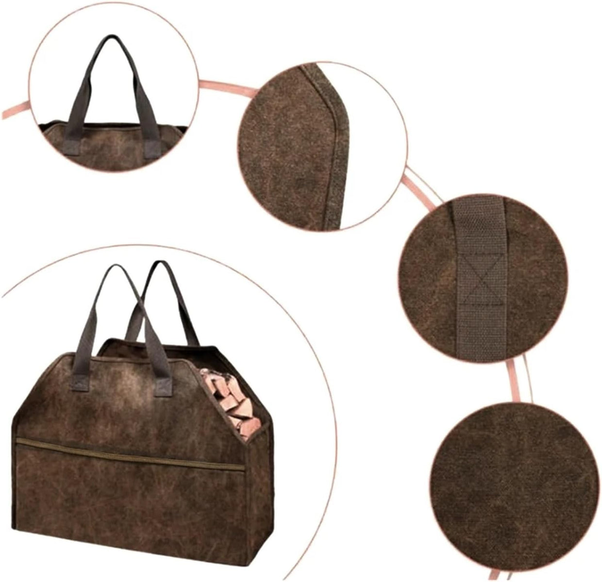Large Durable Firewood Log Carrier Bag – Waterproof Canvas Tote for Wood - Kwikley