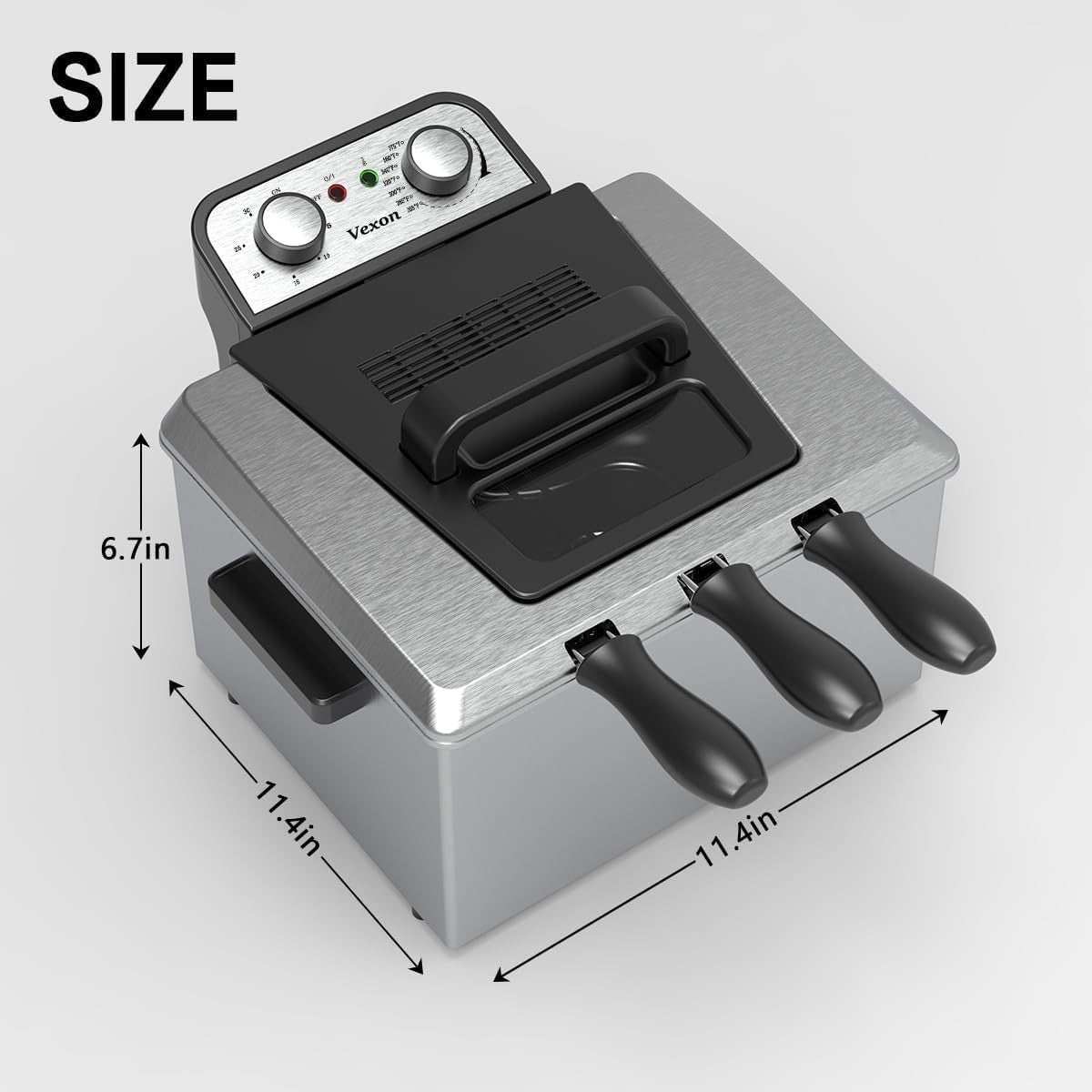 Large Electric Deep Fat Fryer 5L 1800W Stainless Steel 3 Baskets Window - Kwikley