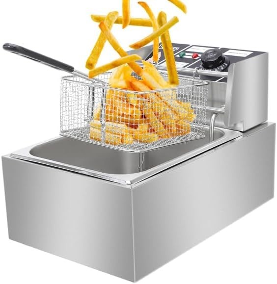 Large Electric Deep Fryer 10.8L 2500W Stainless Steel Temp Control - Kwikley