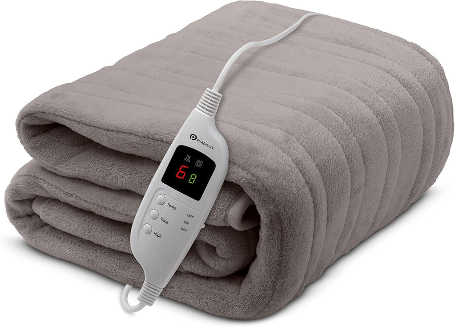 Large Electric Heated Throw 160x130cm Fleece Blanket 9 Heat Timer - Kwikley