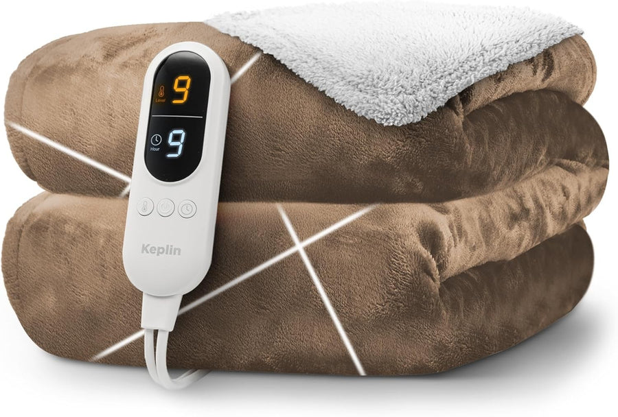 Large Electric Heated Throw Blanket Sherpa Fleece 9 Heat - Kwikley