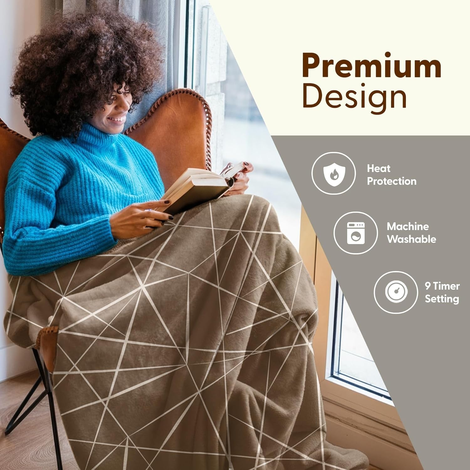Large Electric Heated Throw Blanket Sherpa Fleece 9 Heat - Kwikley