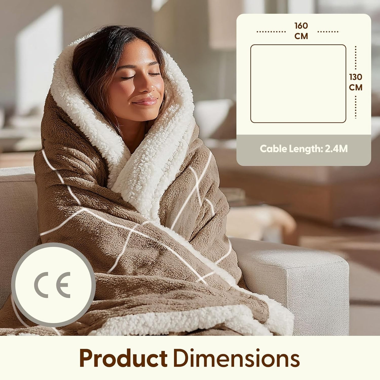 Large Electric Heated Throw Blanket Sherpa Fleece 9 Heat - Kwikley