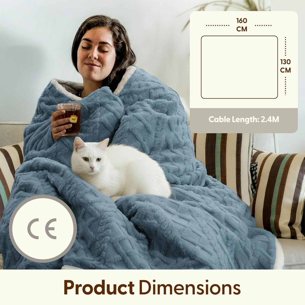 Large Electric Heated Throw Blanket Sherpa Fleece 9 Heat Settings - Kwikley
