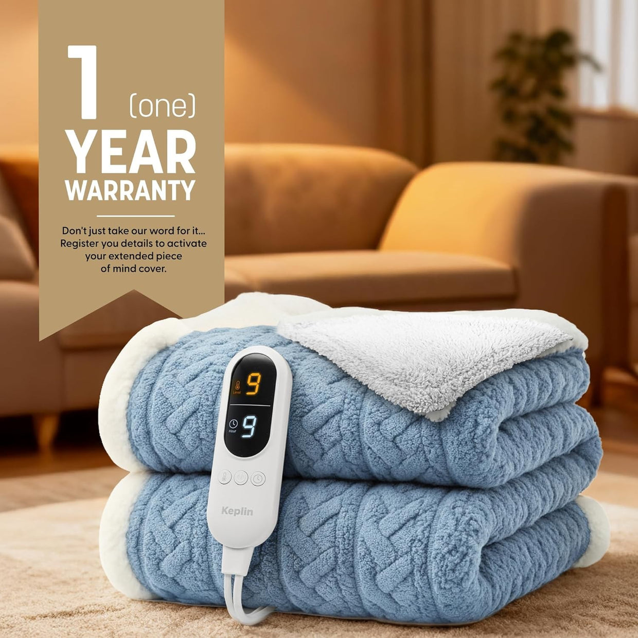 Large Electric Heated Throw Blanket Sherpa Fleece 9 Heat Settings - Kwikley