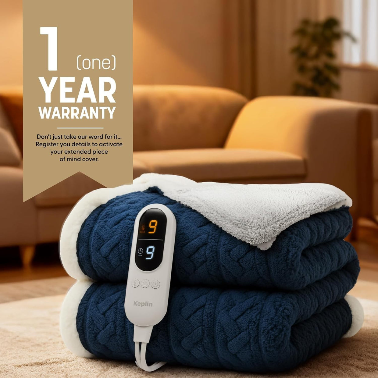 Large Electric Heated Throw Blanket Sherpa Fleece 9 Settings - Kwikley