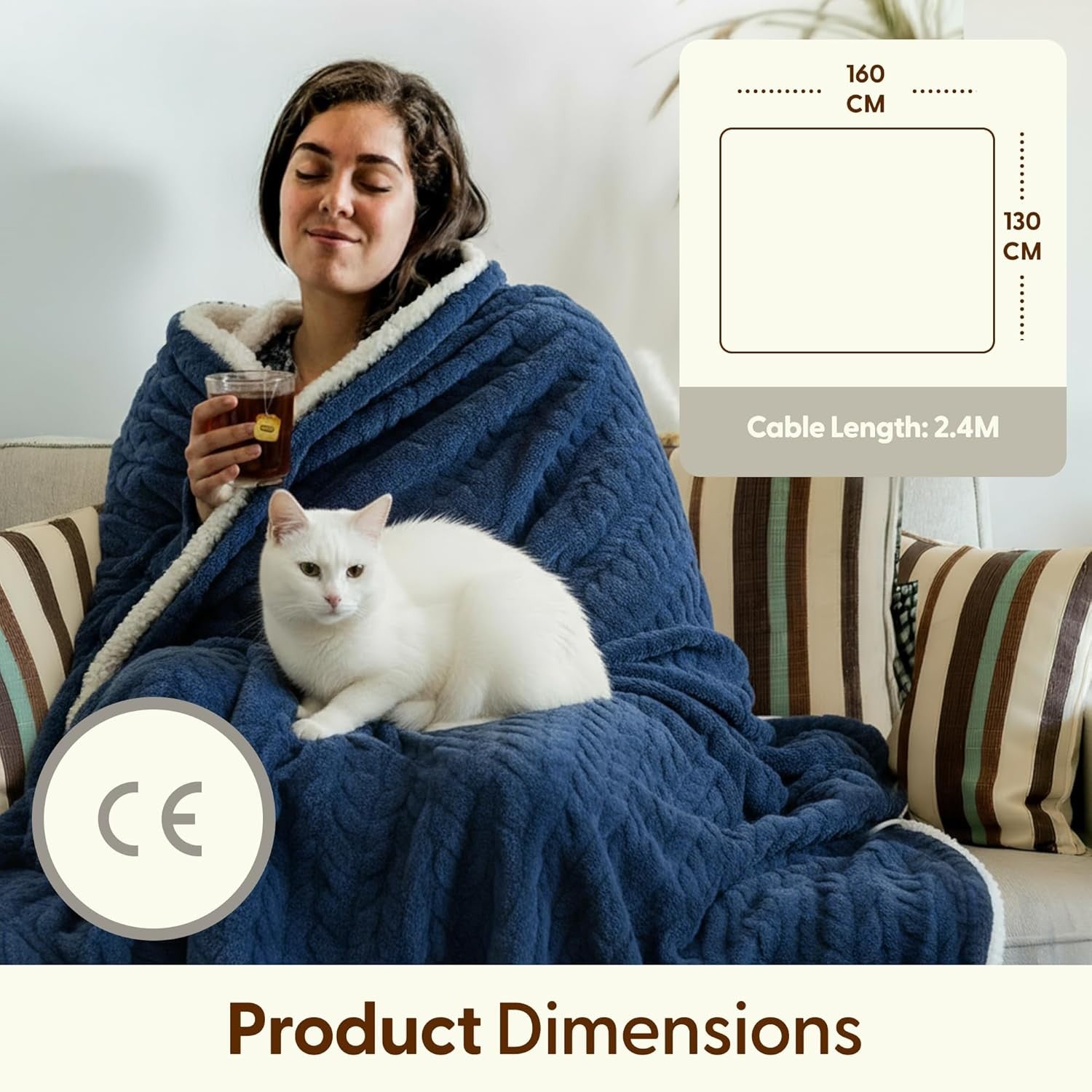 Large Electric Heated Throw Blanket Sherpa Fleece 9 Settings - Kwikley